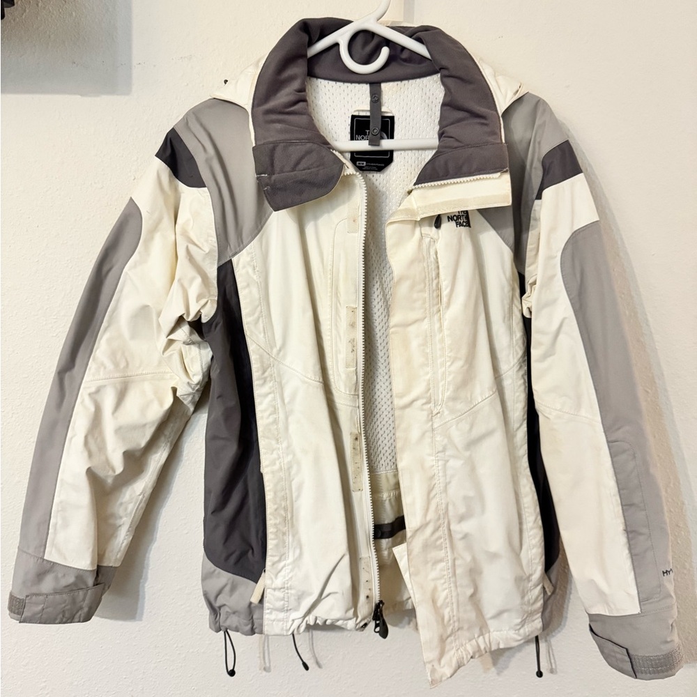 North Face White and Gray Snow/Rain Jacket